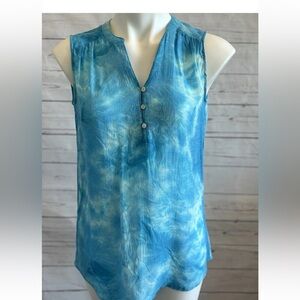St. Johns Bay Women's Tie Dye Tunic Tank Top Size Small Blue & White Pullover